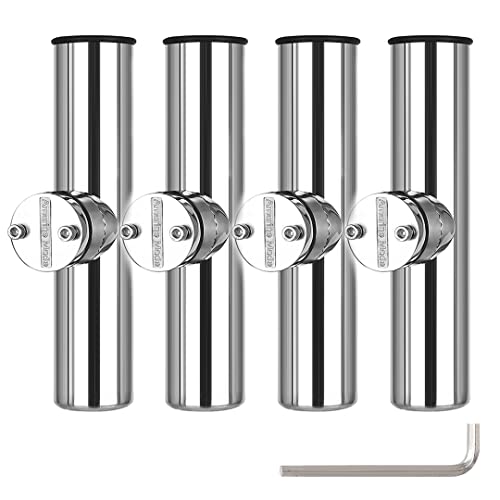 Amarine Made Angelrutenhalter aus Edelstahl, mit Klemme für Schienen, 2,2 cm bis 2,5 cm, 4 Stück Cover