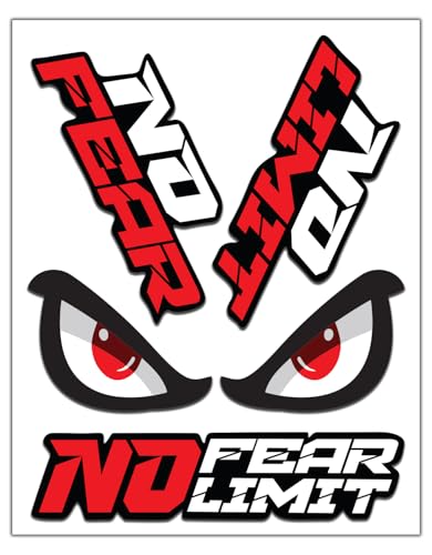 Biomar Labs® Juego de 4 Pegatinas de Vinilo Adhesivo No Fear No Limit Eyes Ojos Para Coche Motocicleta Casco de Bicicleta D 45 New