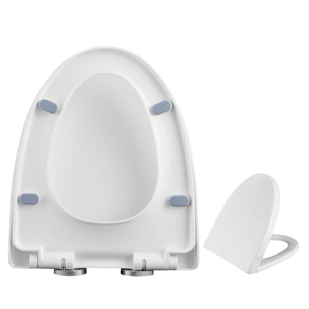 Yougang White U-Shaped/V-Shaped Toilet Seat Oval Loo Toilet Seat,Soft Close Quiet No Slamming,Standard Size Universal Toilet Lid,Simple Top Fixing (Large V-Shaped)