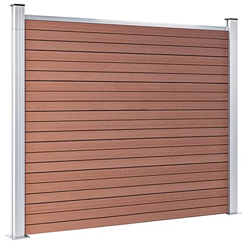 Yolola WPC-Zaun, WPC-Sichtschutz, Sichtschutz-Zaun, Steckzaun, Gartenzaun Komplettset,Gartenzaun Wpc Komplettset 180 x 146 cm Braun
