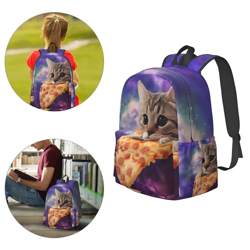 16 inch backpack Funny Galaxy Cat Pizza Laptop Backpack Full Print School Bookbag Shoulder Bag for Travel Daypack4