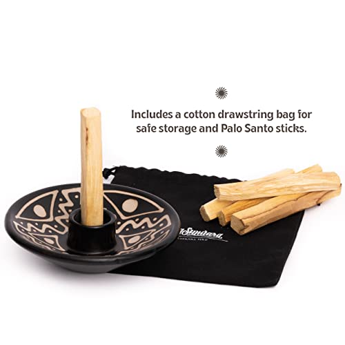 Luna Sundara Authentic Peru Pottery Palo Santo Stick Holder And Incense Holder Includes 5 Palo Santo Sticks Handmade Ceramic Smudge Bowl - Sage Holder, Burning Bowl Or Incense Burner Holder #TOP1