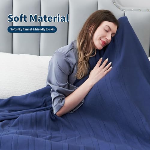 Electric Heated Blanket Full Size 72"x84", Soft Fleece with 10 Hours Auto-Off & 4 Heating Levels, Overheating Protection, Machine Washable, Darkblue