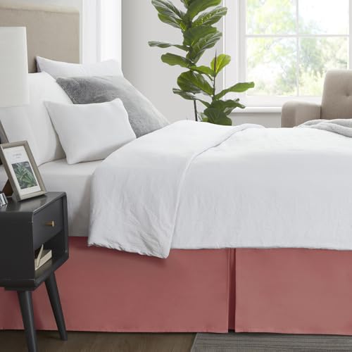 Image of Nestl Pink Clay Twin Bed Skirt - Twin Size Bed Skirt 14 Inch Drop - Brushed Microfiber Bed Skirts - Hotel Quality Pleated Bed Skirt - Shrinkage & Fade Resistant