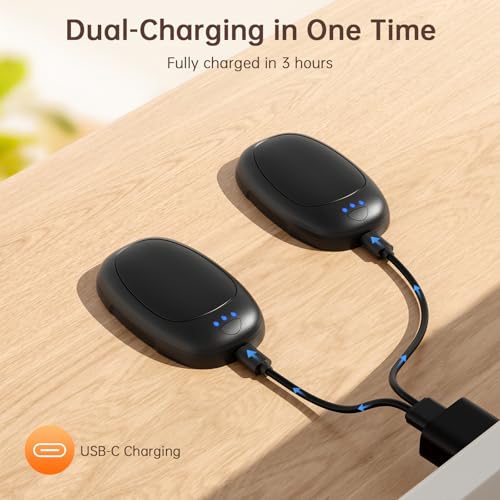 Jonwall Handwärmer Wiederaufladbar 2er-Pack, Elektrische Handwärmer Wiederverwendbar Tragbar USB Taschenwärmer, 3 Stufen Heizung Handwärmers für Camping Golf, Warmes Geschenk für Frauen Männer Schwarz