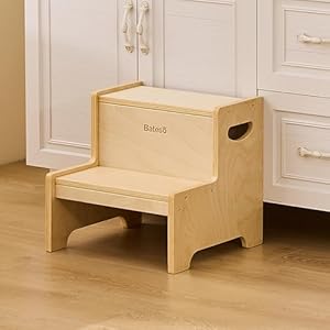 Step Stool for Kids Wooden Toddler Step Stool for Bathroom Sink with Safety Anti Slip Mat and Strip Assembly Easily Sturdy Kid Step Stool for Brushing Teeth Kitchen Toilet Potty Training