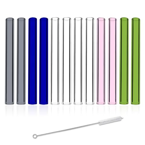 12 Pcs Gtysmox 5 Colors Borosilicate Glass Tubes, 5 Inches