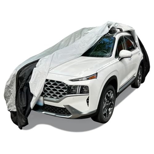 Image of Heavy Duty Outdoor Large SUV Cover with Patented Weighted Ground Conforming Apron Seal - Wind Resistant, Dust, & Water Protection for Automobiles - SUV /Jeep Size 215 L x 75 W x 80 H Inch Max