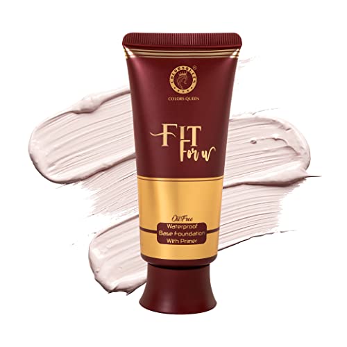 Image of Colors Queen Fit For U Oil Free Foundation with Primer - Ivory, 50 ml | Long Lasting & Waterproof, Medium to Full Coverage, Weightless Matte Finish | Liquid Foundation for Face Makeup