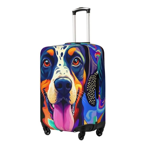 Colorful Abstract Dog Luggage Cover Elastic Washable Protector Anti-Scratch Travel Suitcase Covers With Concealed Zipper For 18-32 Inch Luggage Small2