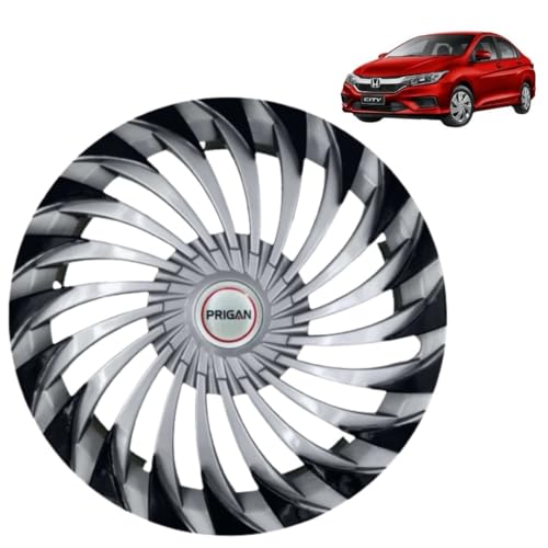 Image of PRIGAN Wheel Cover for Honda City I-VTEC 15 Inch Silver Black Wheel Cap (Available in 15 Inch) (Set of 4 Pcs) (Press Fitting) Model- Swing DC-15