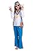 prettycos - Costume da hippie per bambine, anni 60, 70, 80, per Halloween, discoteca, carnevale White+blue 90