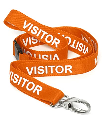 CKB LTD Visitor LANYARDS Breakaway Safety Lanyard Neck Strap Swivel Metal Clip for ID Card Holder - Pull Quick Release Design (Orange Pack of 10)