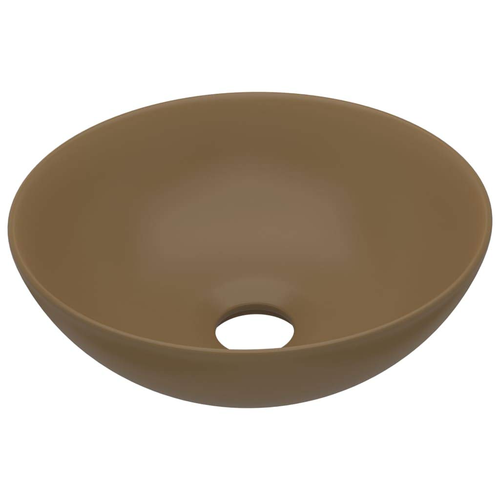 Generisch Waschbecken Keramik Mattcreme Rund,Heimwerkerbedarf,Sanitärbedarf,Sanitärkeramik & Armaturen,Waschbecken & Spülen,Badezimmer-Waschbecken-146985