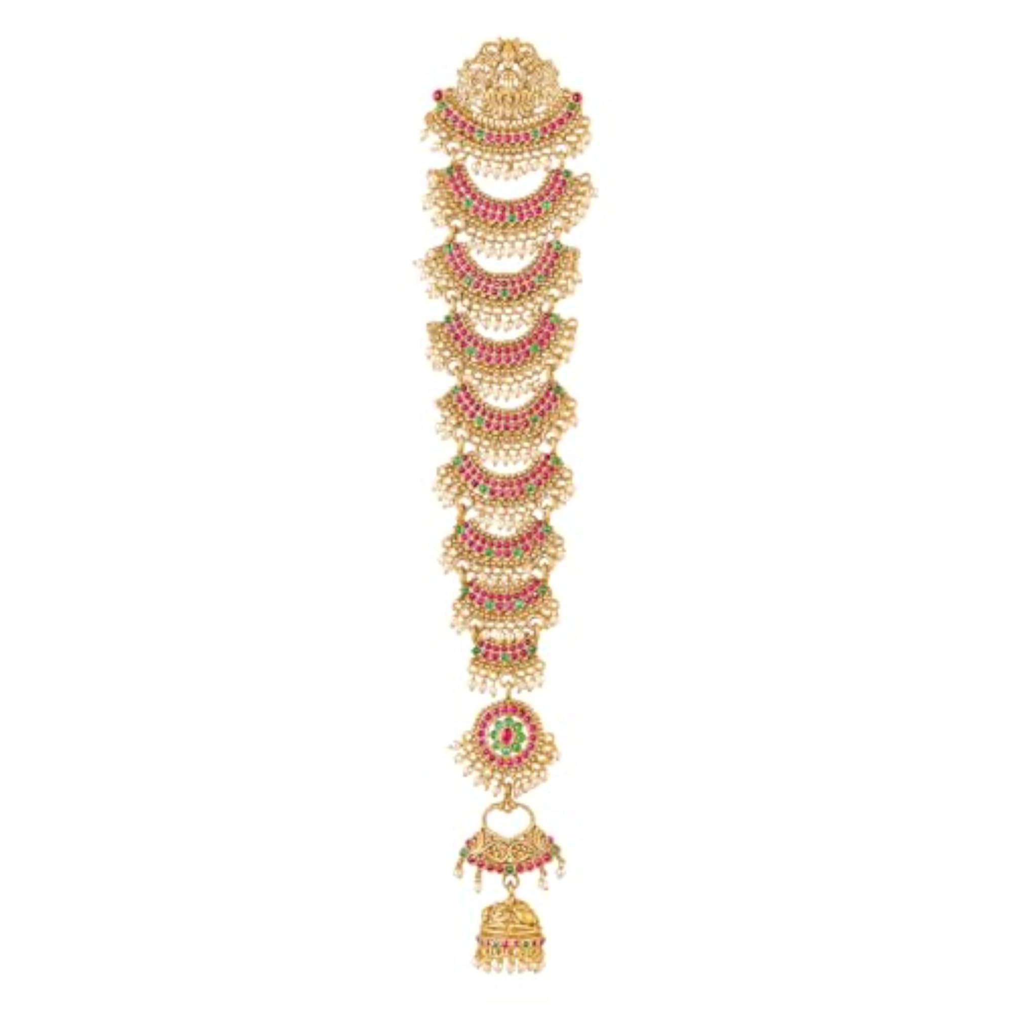 Gold Plated Faux Ruby & Emerald Beads Juda Pin for Women