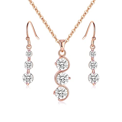 Zhuwe Bridesmaid Jewelry Set For Women Girls, 18K Gold Or Rose Gold Or Silver Plated Necklace Earring Set For Wedding, Best Bridesmaid Gifts #TOP18