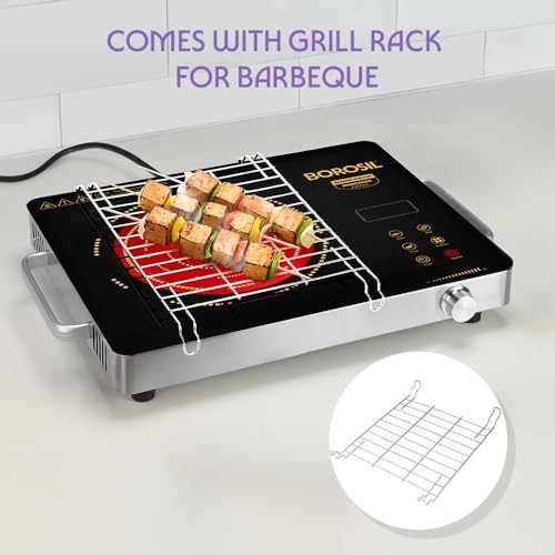 Image of Borosil 2200W Smart Kook Infrared Induction | Digital Display with Touch Buttons | Glass Crystallite Plate | 8 Preset Modes | Auto Cooling Fan | 1 Year Warranty | Made in India