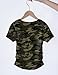 Arshiner Short Sleeve Shirts for Girls Fitted Blouse Side Ruched Tops Crewneck Casual Tee Kids Camo Size 7-8 Years