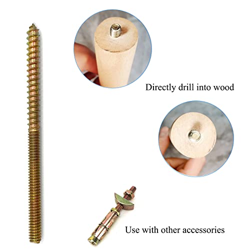 Image of 12 Pack 1 /4-20 x 4 Inch Hanger Bolts 1 /4-20 inch Double Headed Bolts 1 /4 Wood Dowel Screw Self-Tapping Screw Hanger Bolts for Furniture Screws Threaded Rods Bolt 100mm Length