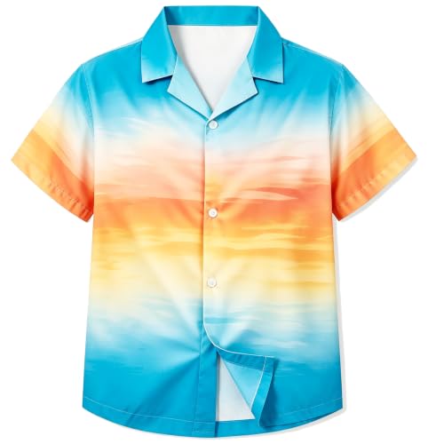 Image of Betusline Girls' and Womens' Hawaiian Shirt Blouse Button Down Beach Shirts | Casual breathable and comfortable Short Sleeve V-Neck Floral Tropical Blouse