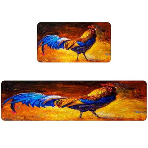 Tapis de cuisine lavable antidérapant motif coq résistant