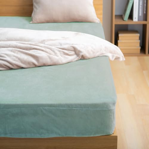 ぼん家具 ボックスシーツ シングル 冬 マイクロファイバー あったか 洗える 敷き毛布 ズレ防止 静電気防止加工 防寒対策 着脱簡単 ライトグレー