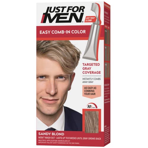 Just For Men Easy Comb-In Color Mens Hair Dye, Easy No Mix Application with Comb Applicator - Sandy...