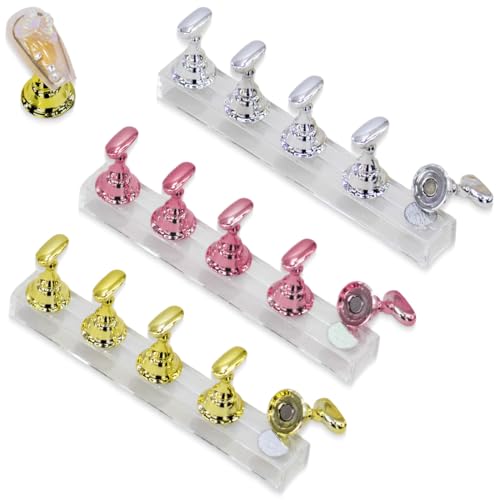 JEYORZY 3 juegos Soporte de Uñas para Exhibición y Práctica, Soporte Magnético de Uñas Acrílicas