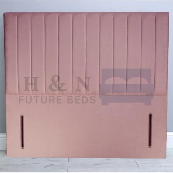 H&N FUTURE BEDS | 54″ Tall Panel Headboard for Bed Plush Velvet Floor Standing for Divan Bed Free Standing Double Headboard 3ft, 4ft, 4ft6”, 5ft & 6ft (Pink Plush, 4FT Small Double)