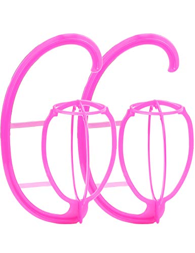 Fani 2 Packs Wig Hanger Wig Stand Portable Hanging Wig Stand for Wig Hat Cap Holder Collapsible Wig Dryer (Pink)