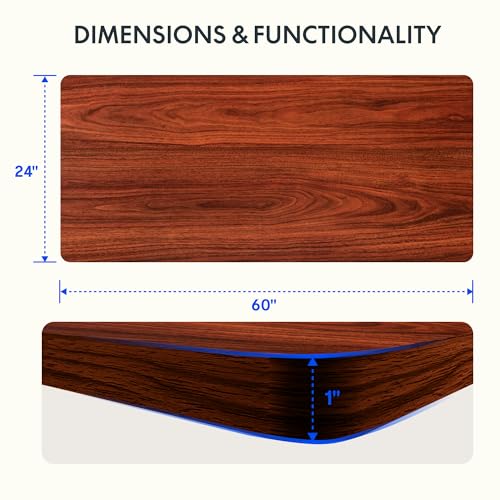 Image of FLEXISPOT EN2 Whole-Piece Standing Desk with Clamp Power Strip, 60 x 24 Electric Stand Up Height Adjustable Desk with Cable Management (White Frame + 60 inch Mahogany Desktop, 2 Packages)