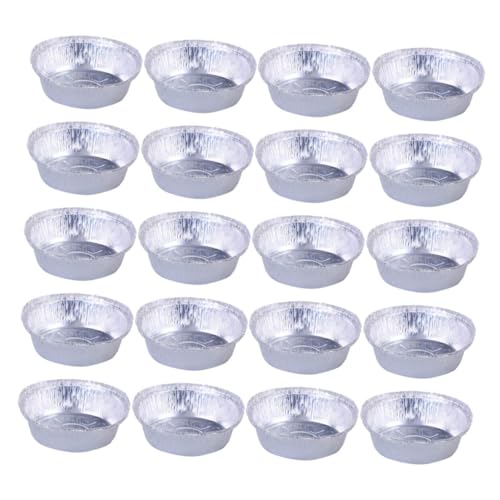 OKUMEYR 20Pcs Round Aluminum Foil Bowls Barbecue Containers for Air Fryer Baking Party Supplies Portable Lightweight for Home Cooking Outdoor Events