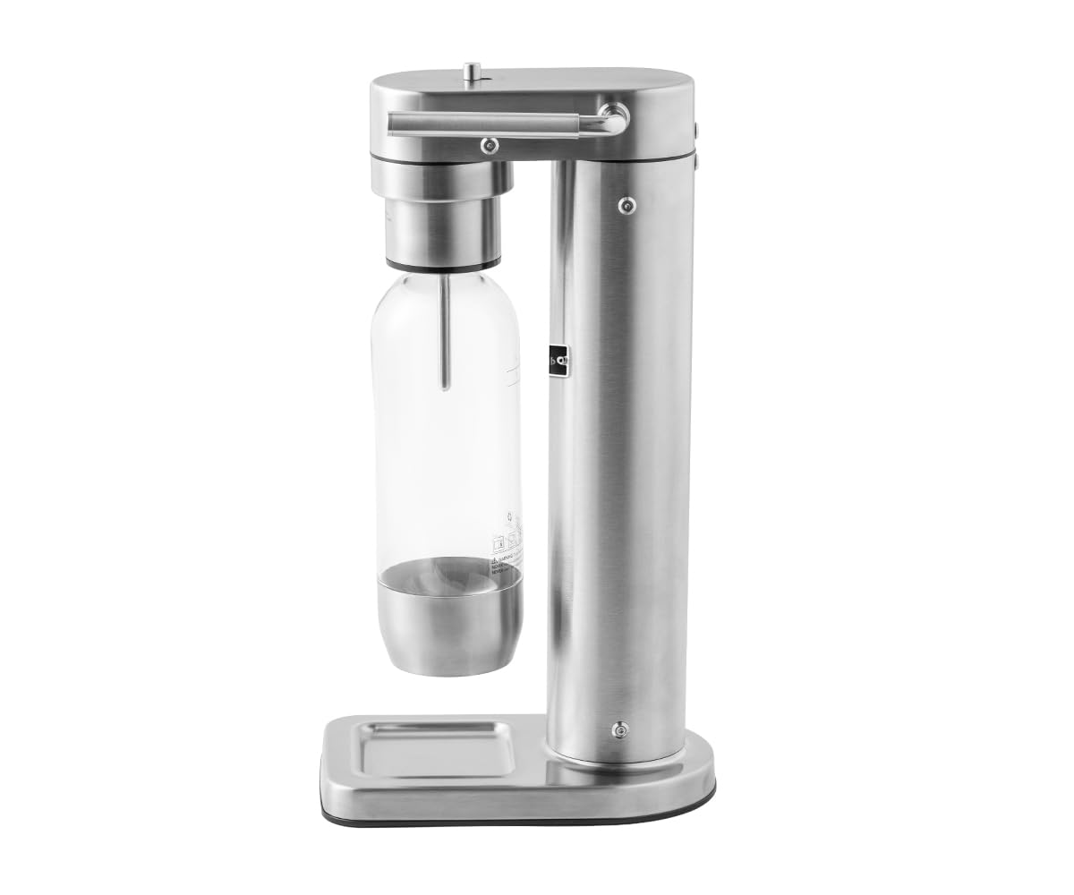 Wassersprudler Fizz Club Fusion für Wasser und Softdrinks, Edelstahl gebürstet, ohne Strom, kompatibel mit universellen CO2 Zylindern