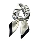 Schwarz & Weiß gestreifter Schal – Imitation Seide Kopf Wrap & Halstuch für Frauen, beige, 70x70cm