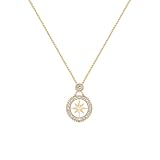 Collana pendente con stella a bussola d'oro da donna, ciondolo con stella polare di cristallo Halo, gioielli minimalisti celesti