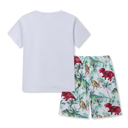 Image of Ayzozuy Boy Clothes Colorblock Top + Drawstring Waist Shorts 2 Pieces Kid Summer Outfits Set