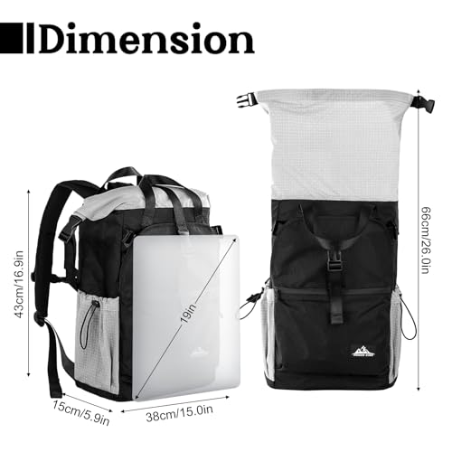 Hiking Backpack for Men Women, 35L Water-Resistant & Lightweight UHMWPE Casual Daypack Backpacks, Large Capacity College Bookbag For College (Black)2
