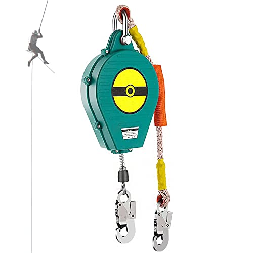 Anticaídas Dispositivo Retractil,Protección Contra Caídas,Limitador De Caída Personal Con Doble Cerradura, Línea Vida Autorretráctil Bloque Detención Caída Para Trabajos En Altura(Size:5M) Cover