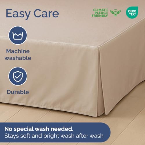 Pleated Bed Skirt Full Size - 3 Sided Pleated Bed Skirt Full - Ultra-Soft, Easy Fit with 12 Inch Tailored Drop - Hotel Quality, Wrinkle Free & Fade Resistant - for Women, Men, Kids and Teens - Cream