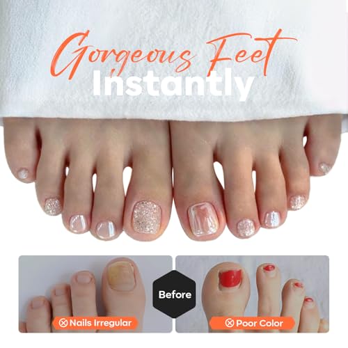 Image of Modelones Toe Nail Tips Short Square Soft Gel Tips Squoval Fake Press Ons Toe Nails Matte Full Cover Pre-shape Extension Home DIY Salon 240Pcs 15Sizes
