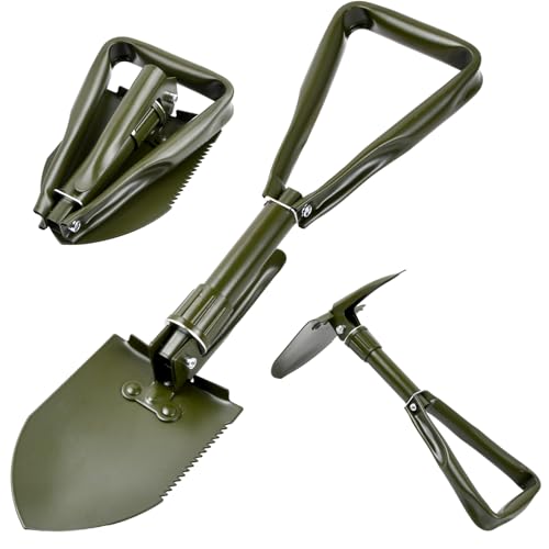 Pala Supervivencia Multifuncional, Resistente Pala Plegable de Acero al Carbono, Militar Accesorios Indispensable Se Puede Utilizar al Aire Libre (M Verde Marino)