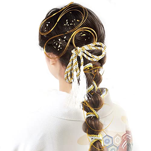 [YukaSPC] 髪飾り 成人式 人気 水引き 金箔 組紐 ドライフラワー 造花 振袖 七五三 和装 浴衣 和風 振り袖 ヘア 飾り 卒業式 着物 お正月 かみかざり 和風 おしゃれ 成人式用髪飾り シルバー+和玉+小花