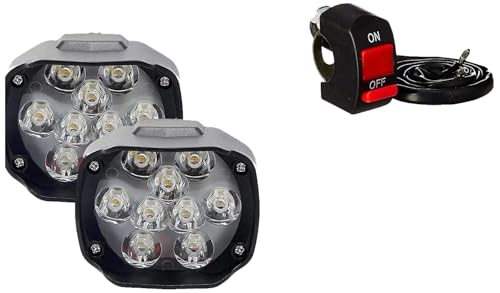 Image of Shilon 9 LED Waterproof Fog Lamp /Driving Lamp with On /Off Switch (set 2) for Yamaha Fascino 125