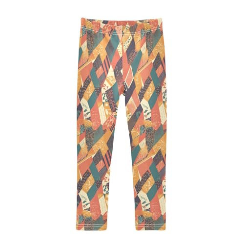Colored African Patchwork Motifs Kids Baby Girls Legging Fashion High Waisted Pants Exercise