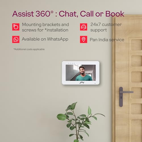 Image of Godrej SeeThru NeX Touch Video Door Phone | 7 inch HD Touch Display, WiFi Mobile Connectivity, 2MP 1080P Outdoor Camera with Angular Bracket, 2-Way Talk, IR Night Vision, Controls 1 Lock