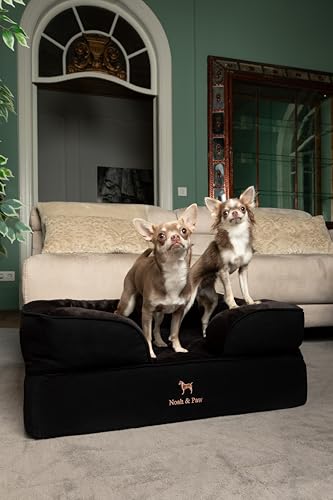 Image of NOAH & PAW Dog Bed, 28x23x11 Inch, Orthopedic Dog Beds for Medium Size Pets, Eggshell Memory Foam Infused with Cooling Gel, Inner Cover, Water Resistant, Machine Washable (Denim Sofa Collection)