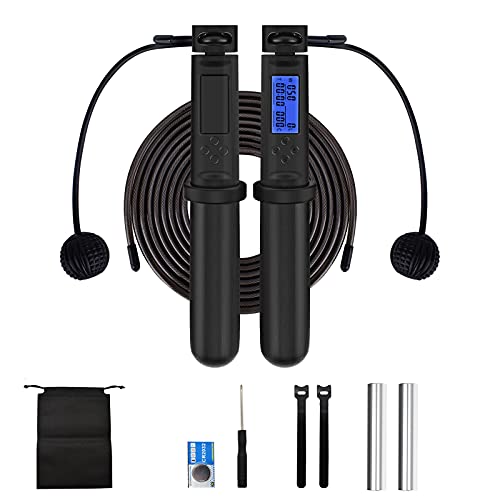 Photo 1 of 2pack - Weighted Jump Rope, Skipping Rope, Black Jump Rope Weighted, Cordless Jump Rope Weighted with Adjustable Length, Cordless Jump Rope with Counter for Women ,Man,Training, Calorie, Exercise
