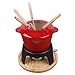 CHUANGRUN Zestaw fondue do sera, żeliwny dzbanek do fondue i 6 widelców do fondue w zestawie, zestaw garnków do fondue sera lub fondue czekoladowe, do stołów bufetowych i imprezowych