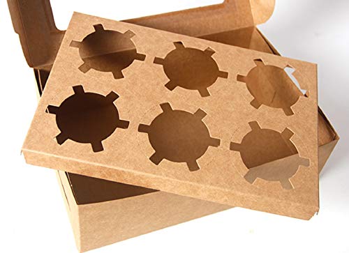 YunKo 15 Pack Bakery Cupcake Boxes with Inserts Bakery Boxes with Window Hold 6 Cupcakes for Party Birthday Guests(Brown)