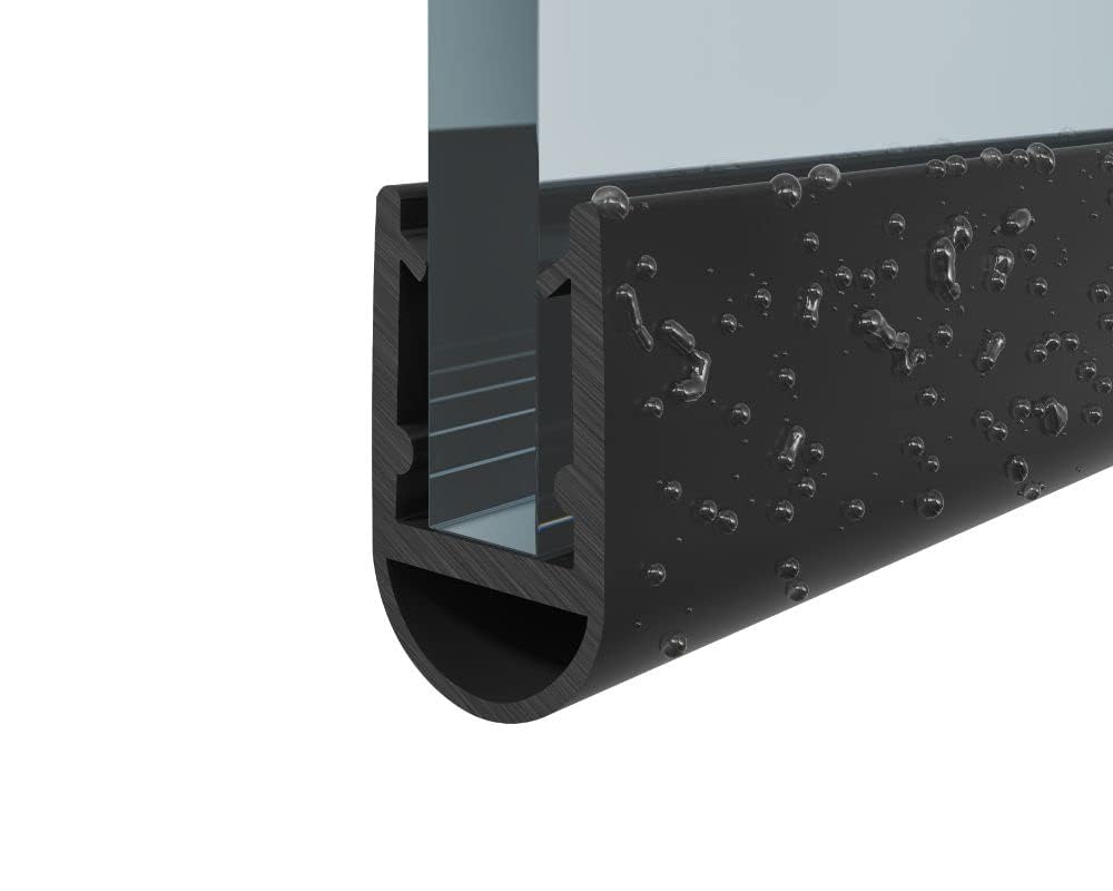 Black Shower Seal Extra Long 2m | Glass Range 4mm - 10mm Options | Bubble Depth 7mm | Shower Door Vertical Strip Model B5 (7-8mm Glass)